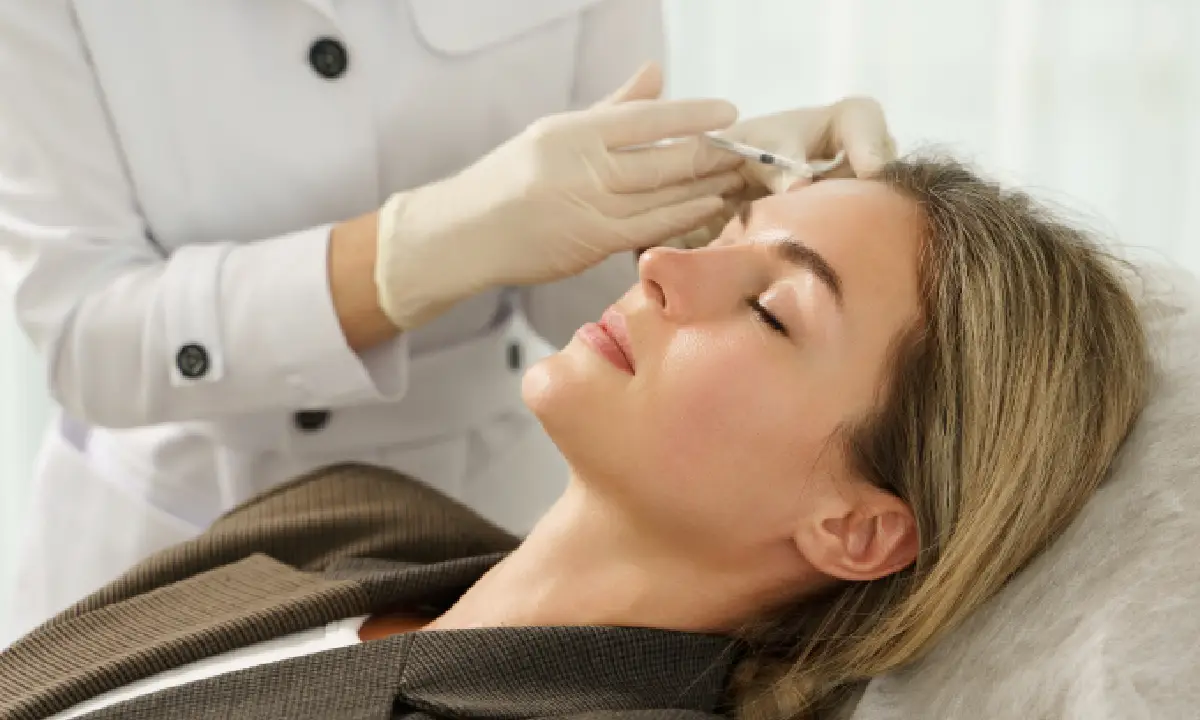 a woman getting botox injection