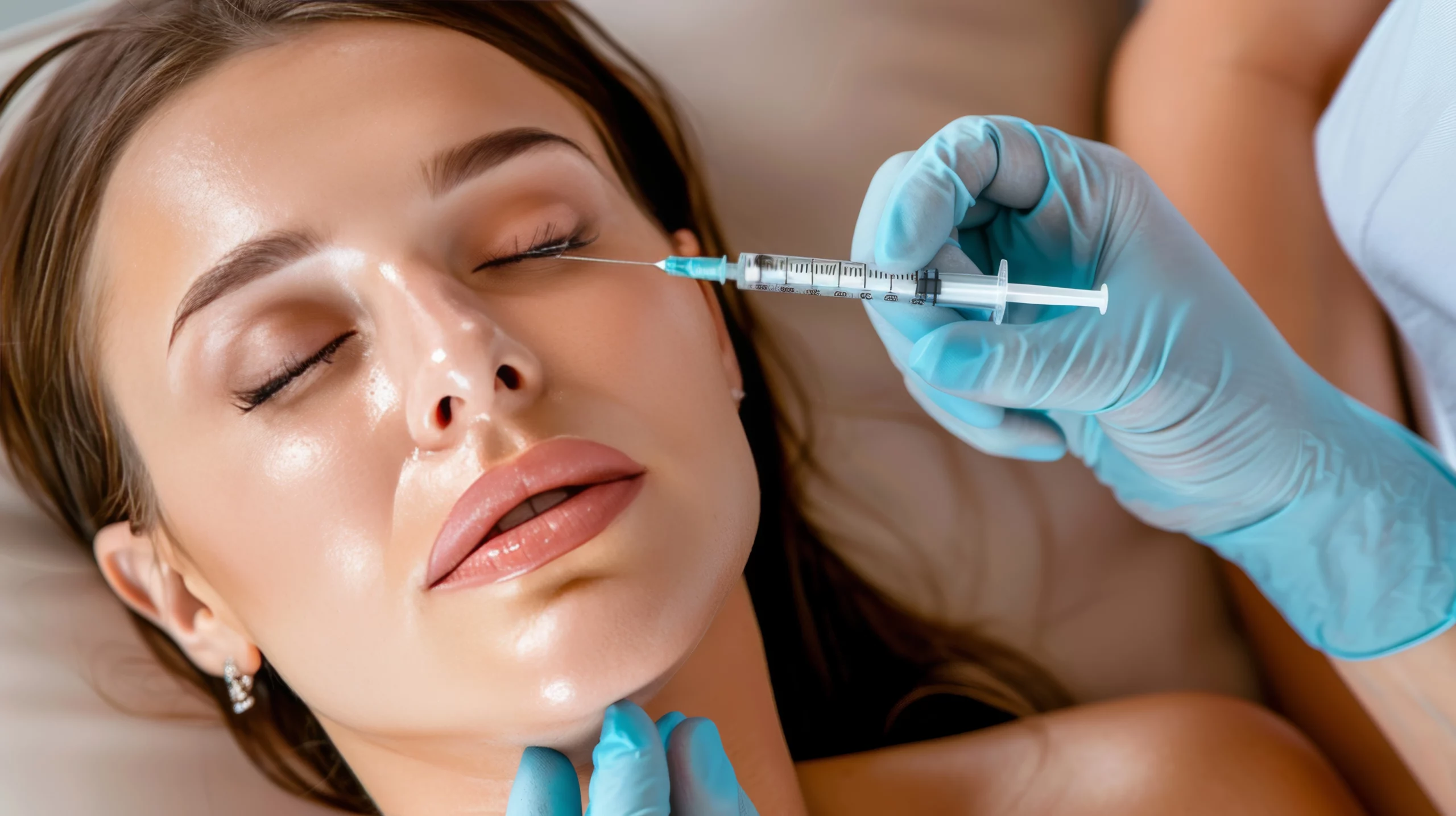 a woman getting botox injection