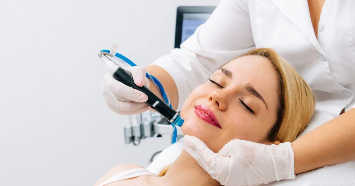 Woman receiving HydraFacial treatment IN Savannah, GA for glowing skin